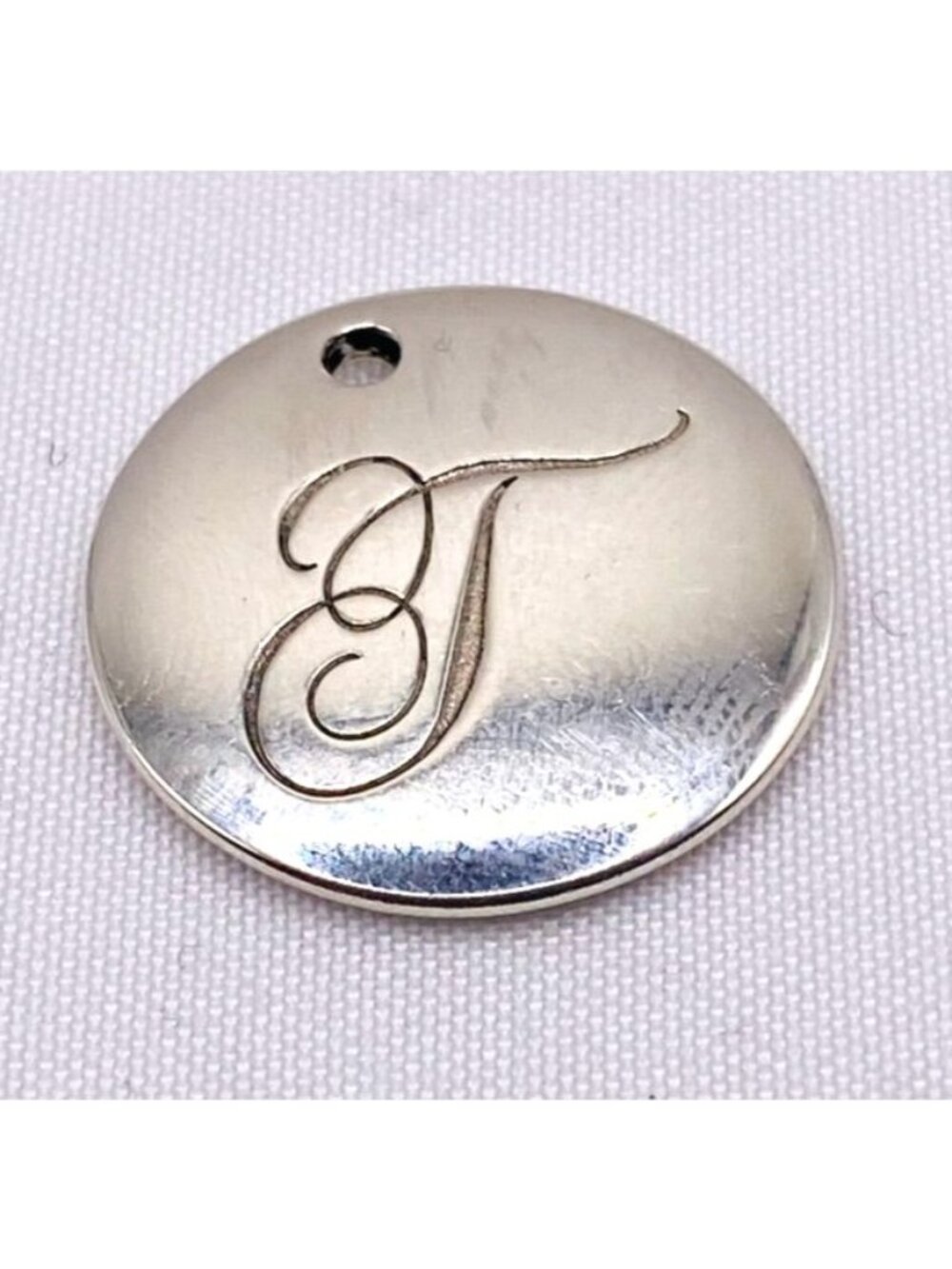 Tiffany & Co Letter T Initial Notes Disc Pendant Necklace Sterling Silver